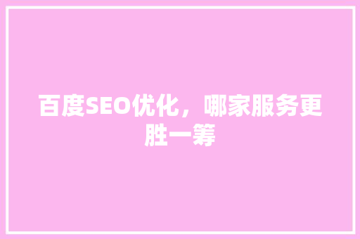 百度SEO优化，哪家服务更胜一筹