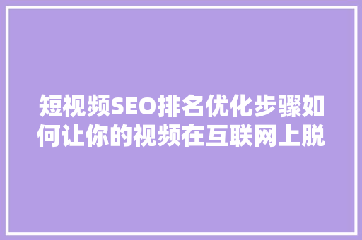 短视频SEO排名优化步骤如何让你的视频在互联网上脱颖而出