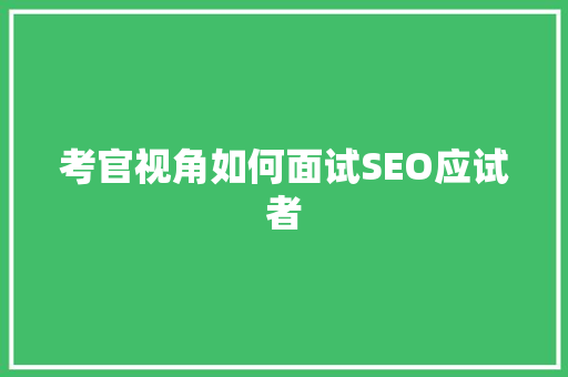考官视角如何面试SEO应试者