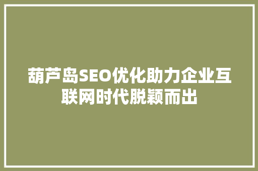 葫芦岛SEO优化助力企业互联网时代脱颖而出