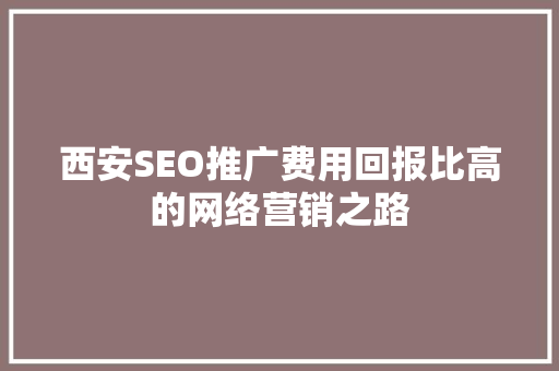 西安SEO推广费用回报比高的网络营销之路