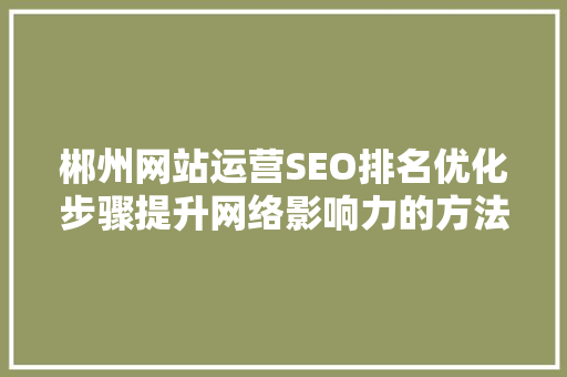 郴州网站运营SEO排名优化步骤提升网络影响力的方法  第1张