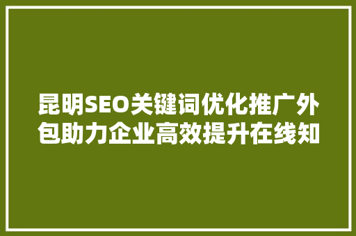 昆明SEO关键词优化推广外包助力企业高效提升在线知名度