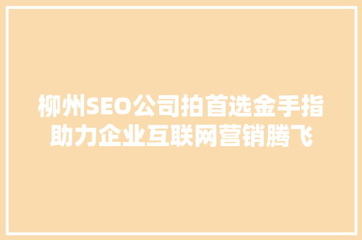 柳州SEO公司拍首选金手指助力企业互联网营销腾飞
