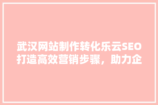 武汉网站制作转化乐云SEO打造高效营销步骤，助力企业腾飞