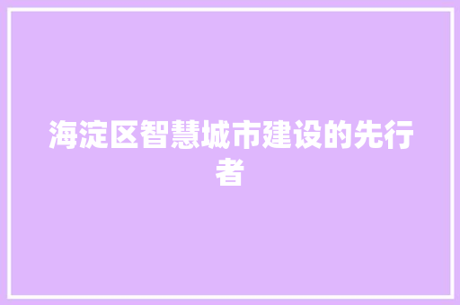 海淀区智慧城市建设的先行者