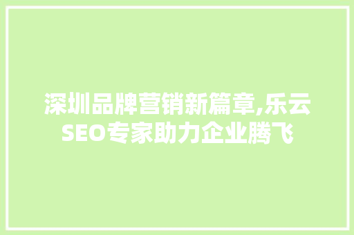 深圳品牌营销新篇章,乐云SEO专家助力企业腾飞