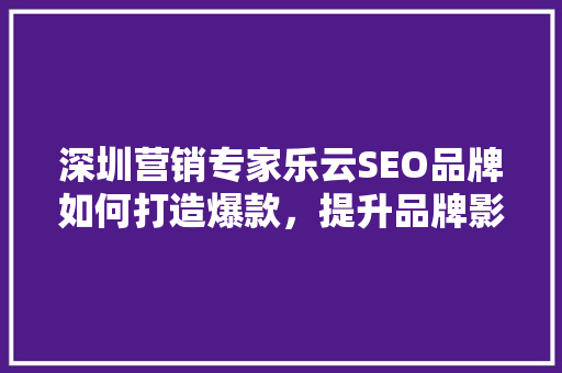 深圳营销专家乐云SEO品牌如何打造爆款，提升品牌影响力