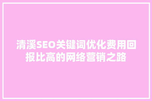清溪SEO关键词优化费用回报比高的网络营销之路