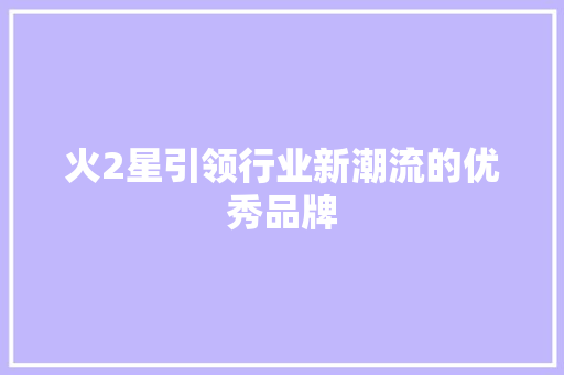 火2星引领行业新潮流的优秀品牌