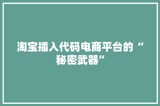淘宝插入代码电商平台的“秘密武器”