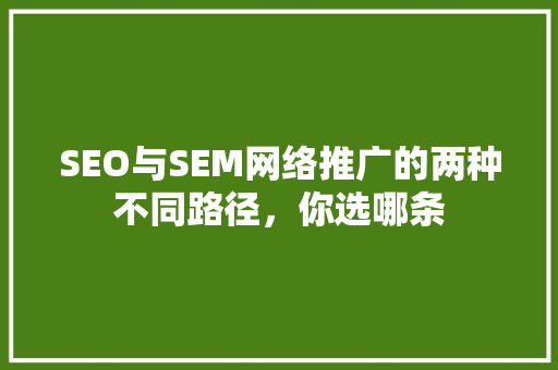 SEO与SEM网络推广的两种不同路径，你选哪条