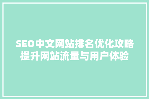 SEO中文网站排名优化攻略提升网站流量与用户体验