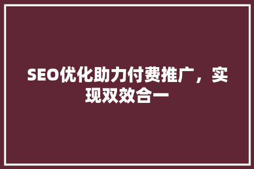 SEO优化助力付费推广，实现双效合一
