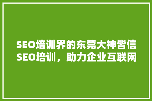 SEO培训界的东莞大神皆信SEO培训，助力企业互联网营销腾飞