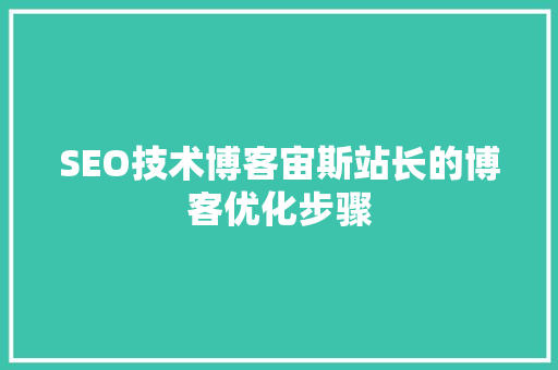 SEO技术博客宙斯站长的博客优化步骤