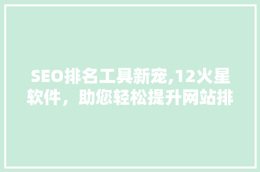SEO排名工具新宠,12火星软件，助您轻松提升网站排名