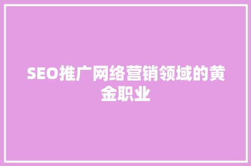 SEO推广网络营销领域的黄金职业