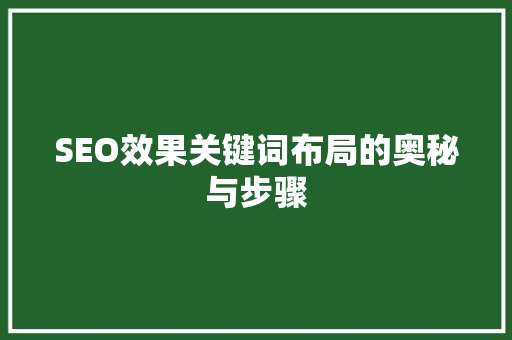 SEO效果关键词布局的奥秘与步骤