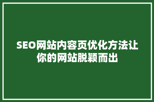 SEO网站内容页优化方法让你的网站脱颖而出