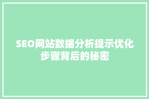 SEO网站数据分析提示优化步骤背后的秘密