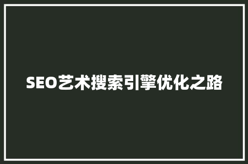 SEO艺术搜索引擎优化之路