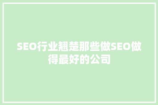 SEO行业翘楚那些做SEO做得最好的公司