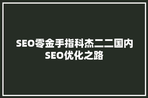 SEO零金手指科杰二二国内SEO优化之路