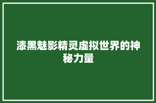 漆黑魅影精灵虚拟世界的神秘力量