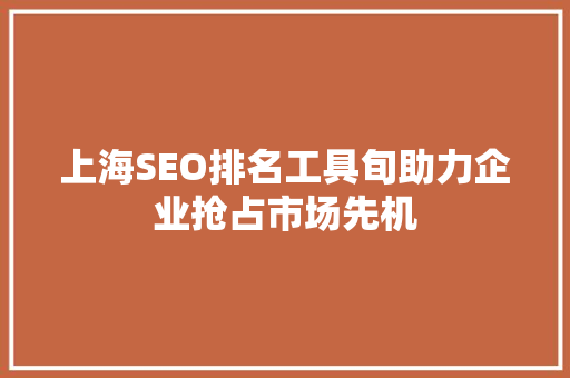 上海SEO排名工具旬助力企业抢占市场先机