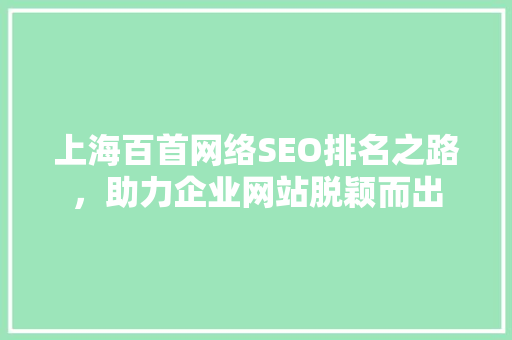 上海百首网络SEO排名之路，助力企业网站脱颖而出