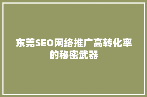 东莞SEO网络推广高转化率的秘密武器