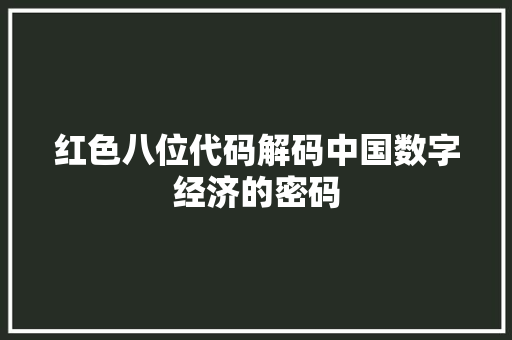 红色八位代码解码中国数字经济的密码