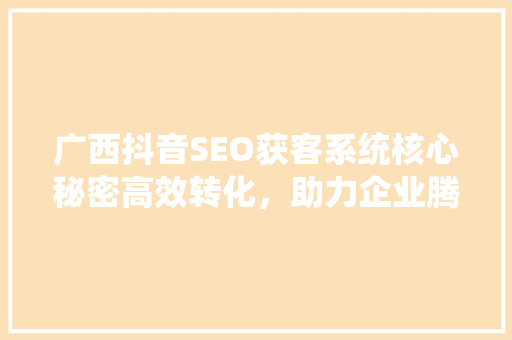 广西抖音SEO获客系统核心秘密高效转化，助力企业腾飞