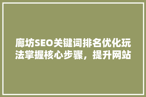 廊坊SEO关键词排名优化玩法掌握核心步骤，提升网站流量