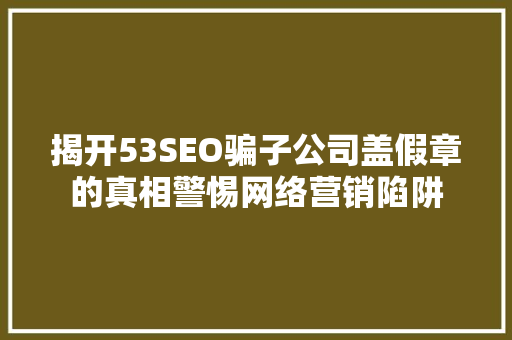 揭开53SEO骗子公司盖假章的真相警惕网络营销陷阱