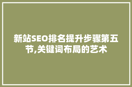 新站SEO排名提升步骤第五节,关键词布局的艺术
