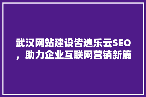武汉网站建设皆选乐云SEO，助力企业互联网营销新篇章