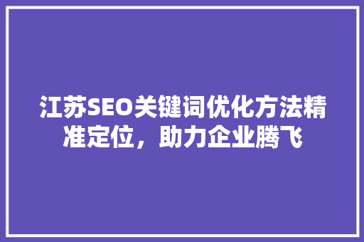 江苏SEO关键词优化方法精准定位，助力企业腾飞