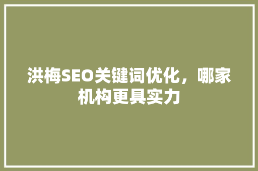 洪梅SEO关键词优化，哪家机构更具实力