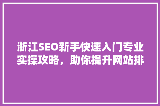 浙江SEO新手快速入门专业实操攻略，助你提升网站排名