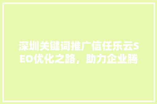 深圳关键词推广信任乐云SEO优化之路，助力企业腾飞