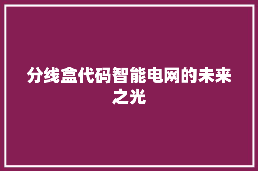 分线盒代码智能电网的未来之光