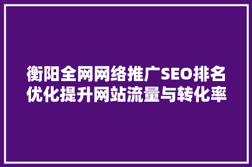 衡阳全网网络推广SEO排名优化提升网站流量与转化率的方法