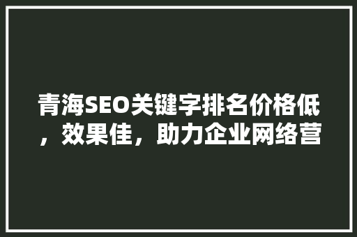 青海SEO关键字排名价格低，效果佳，助力企业网络营销