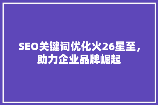 SEO关键词优化火26星至，助力企业品牌崛起
