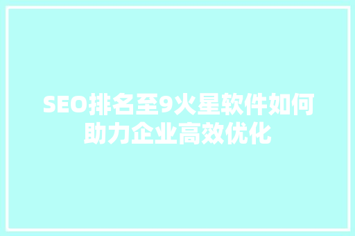 SEO排名至9火星软件如何助力企业高效优化