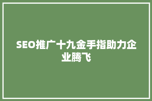 SEO推广十九金手指助力企业腾飞