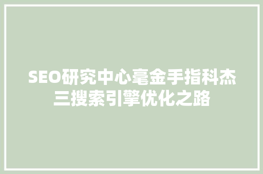 SEO研究中心毫金手指科杰三搜索引擎优化之路