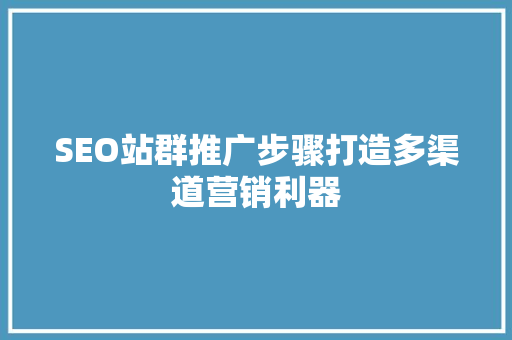 SEO站群推广步骤打造多渠道营销利器